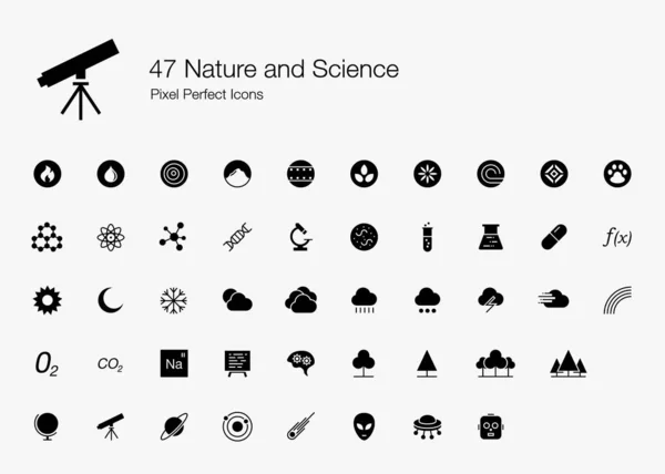 Nature Science Pixel Perfect Icons Filled Style Vector Icons Nature — Stock Vector