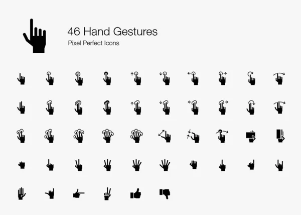 Hand Gestures Finger Actions Pixel Perfect Icons Filled Style Vector — Stock Vector