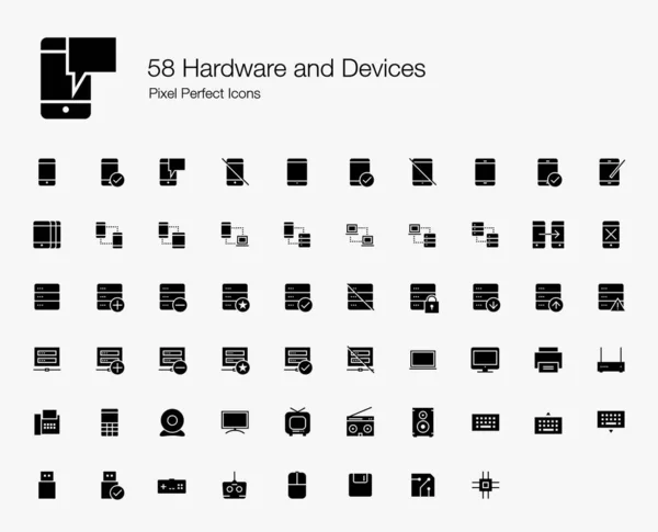 Hardware Dispositivos Pixel Iconos Perfectos Estilo Lleno Iconos Vectoriales Teléfonos — Archivo Imágenes Vectoriales