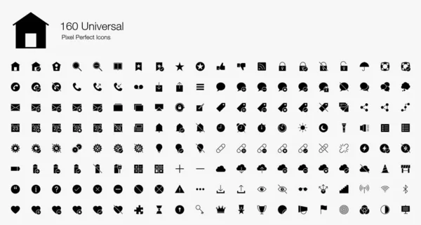 160 Universal Web Pixel Perfect Ikony Wypełniony Styl Proste Ikony Grafika Wektorowa