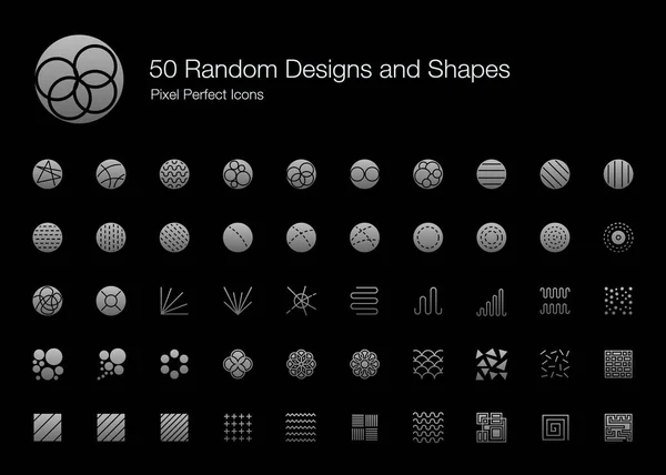 Random Designs Shapes Pixel Perfect Icons Gevulde Stijl Shadow Edition — Stockvector