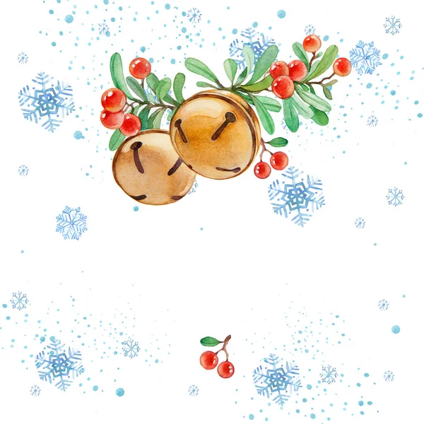 Weihnachten Und Neujahr Grußkarte Vorhanden 2021 Aquarellillustration — Stockfoto