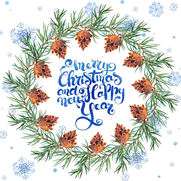 Natal Ano Novo Cartão Felicitações 2021 Ilustração Aquarela — Fotografia de Stock