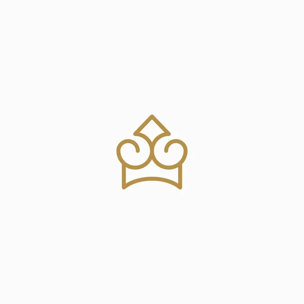 Crown Logo Icon Design Template Linha Minimalista Ilustração Moderna Vetor — Vetor de Stock