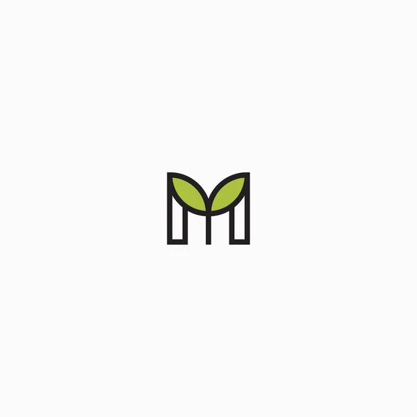 字母M叶标图标设计模板 草本植物向量图解 — 图库矢量图片
