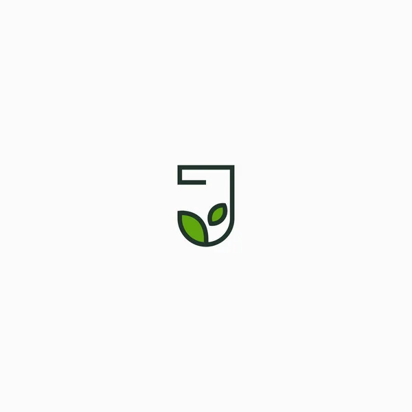 Letra Con Logotipo Hoja Icono Plantilla Diseño Vector Ilustración — Vector de stock