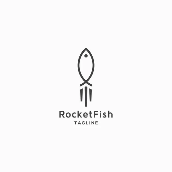 Roket Balık Logosu Simgesi Tasarım Şablonu Vektör Llüstrasyonu — Stok Vektör