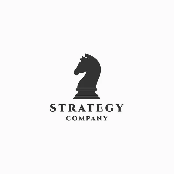 Satranç Şövalyesi At Logosu Tasarım Şablonu Vektör İllüstrasyonu
