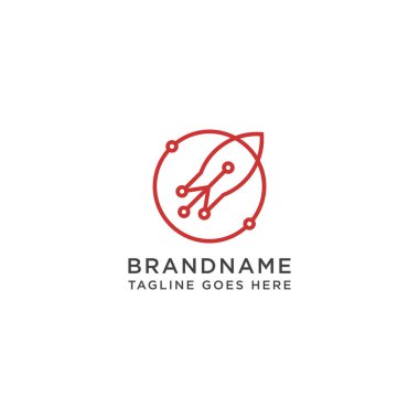 Roket logosu tasarım şablonu vektörü