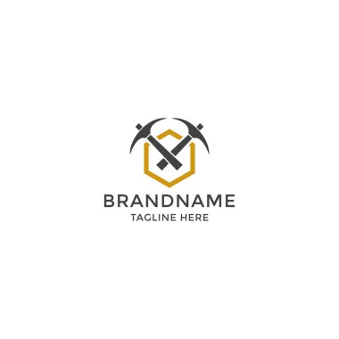 Madencilik logosu tasarım şablonu çizimi
