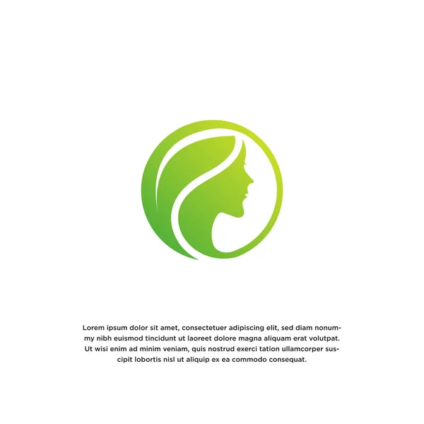 Ženy Listy Přírodní Krása Logo Design Šablony Vektorové Ilustrace — Stockový vektor