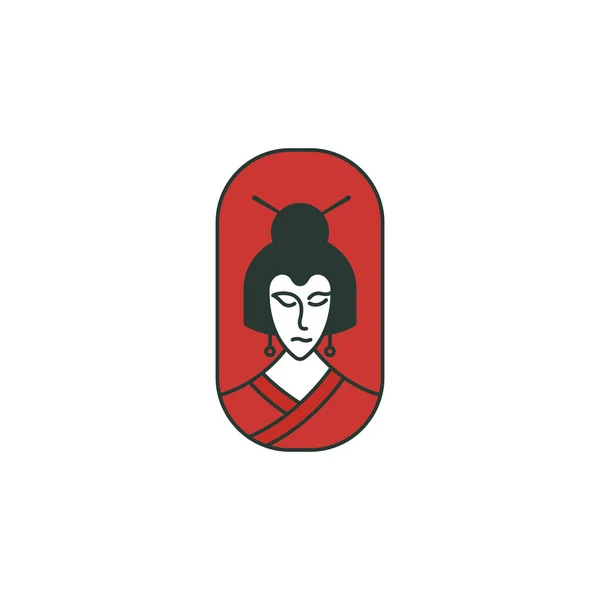 日本艺妓头像图标设计模板矢量插图 — 图库矢量图片