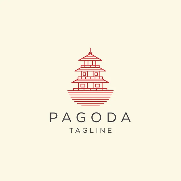 Pagoda japan tapınağı logo ikonu tasarım şablonu çizimi