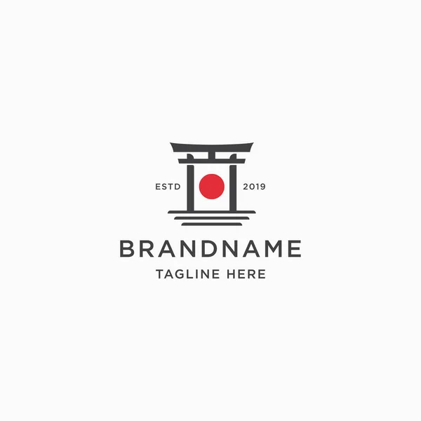 Torii Japão Portão Logotipo Ícone Design Modelo Vetor Ilustração — Vetor de Stock