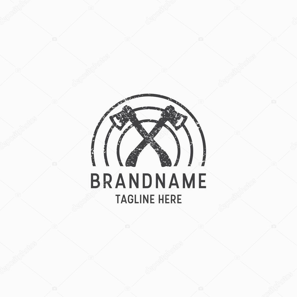 Axe throwing logo design template vector illustration