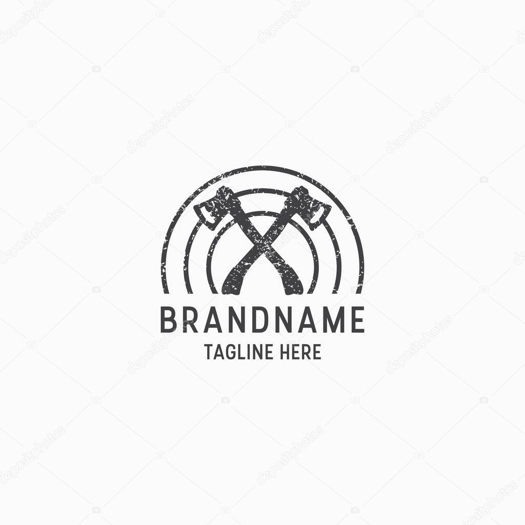 Axe throwing logo design template vector illustration