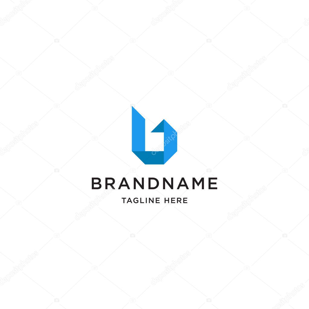 Letter B origami logo design template