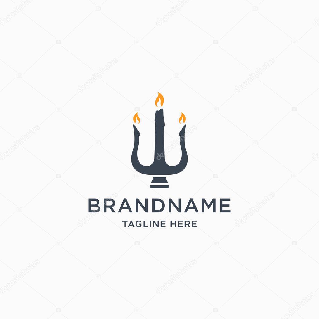 Trident and candle logo design template vector