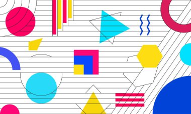 Geometrik şekiller memphis biçimi arkaplan vektörü