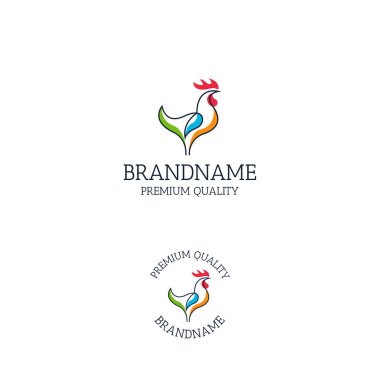 Horoz ana hatları logo simgesi tasarım prim vektörü