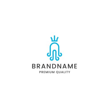 Kral ahtapot logo simgesi tasarım şablonu premium vektörü