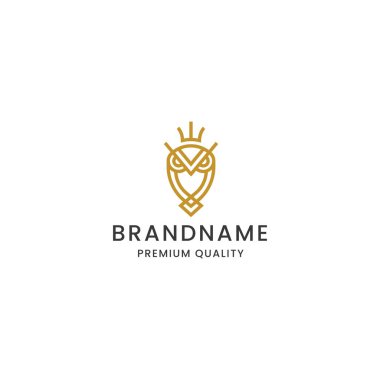 Baykuş kral logo tasarım şablonu premium vektörü