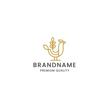 Horoz tavuk çiftliği logo simgesi tasarımı şablon premium vektörü