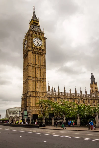Reloj Torre Big Ben Centro Londres Día Nublado Verano Londres — Foto de Stock
