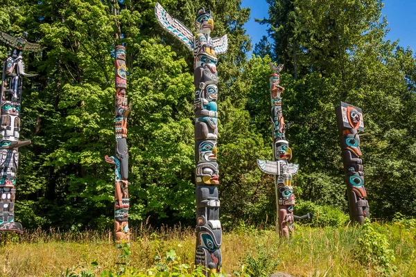 Vancouver Canada Juillet 2017 Totem Polonais Dans Parc Stanley Vancouver — Photo