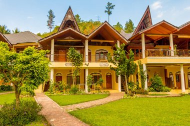 Samosir Adası 'ndaki Batakna mimarisi, Toba Gölü, Kuzey Sumatra, Endonezya