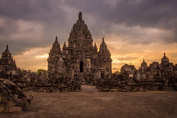 Solnedgång Himmel Vid Sewu Temple Prambanan Complex Yogyakarta Indonesien — Stockfoto