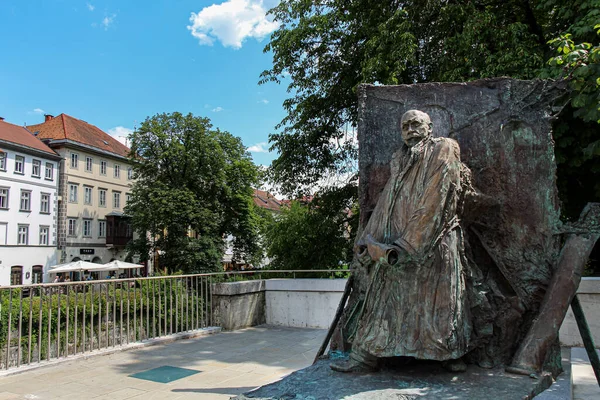 Liubliana Eslovenia Julio 2018 Ivan Hribar Estatua Escultura Plaza Justicia — Foto de Stock