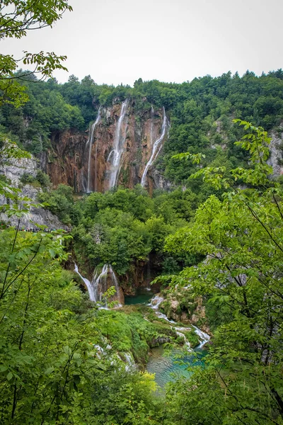 Series Large Waterfalls Plitvice Lakes Unesco World Heritage Site Croatia — Stock Photo, Image
