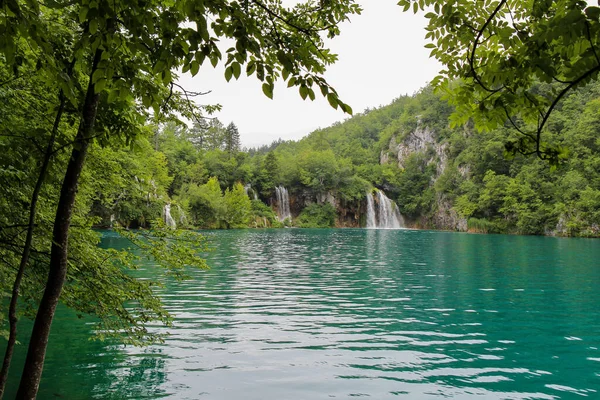 Series Waterfalls Flowing Lake Plitvice Lakes Unesco World Heritage Site — Stock Photo, Image