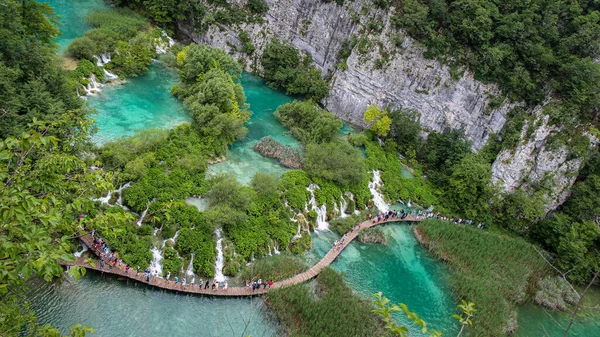 View Series Waterfalls Plitvice Lakes Unesco World Heritage Site Croatia — Stock Photo, Image