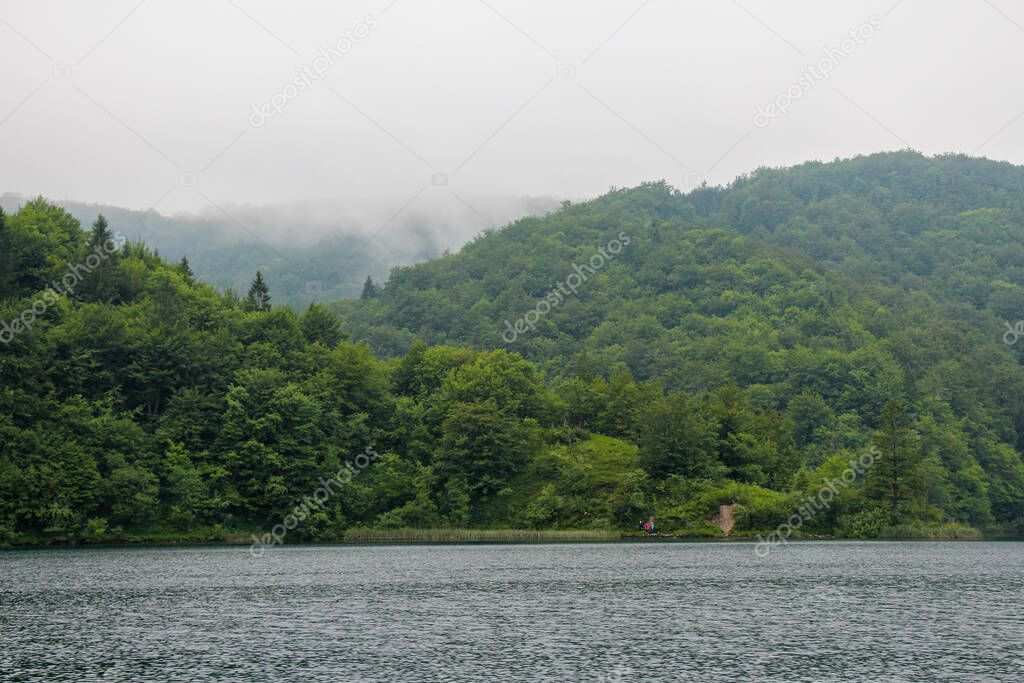 An overcast summers day on Lake Kozjak at Plitvice Lake, Croatia