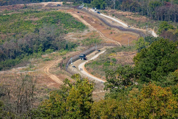 Highly Fortified Border Fence Korean Dmz Watch Towers Paju South — Stock Photo, Image