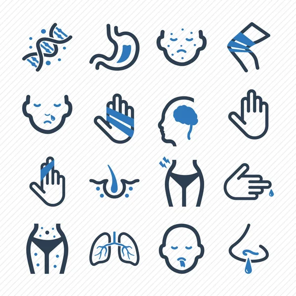 Health Conditions Diseases Icons Set — Stock Vector