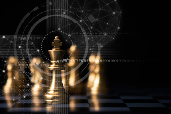 황금의 체스는 조각들 있습니다 리더십 마케팅 — 스톡 사진