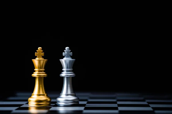 Two Stand Golden King Chess Silver King Chess Winner Business — Stock Photo, Image