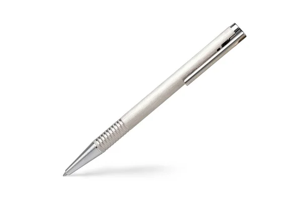 Isolated Luxury Silver Pen White Background Clipping Path — Stock Photo, Image