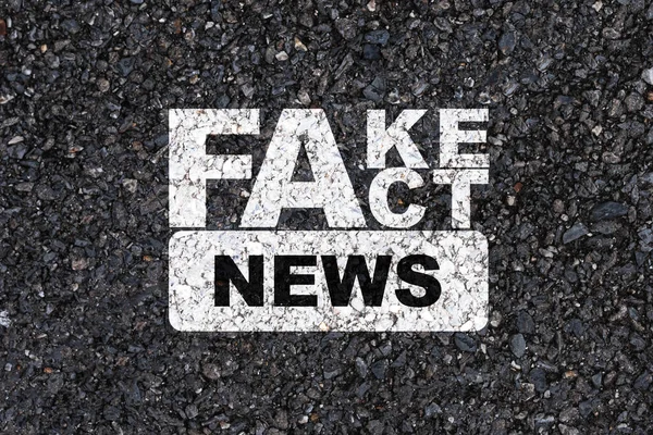 White Fake Fact News Print Screen Asphalt Concrete Road Background — Stock Photo, Image