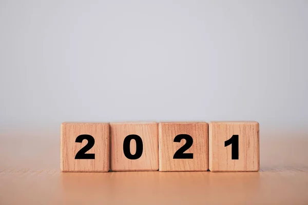 Holzklötze Für Das Wechseljahr 2020 Bis 2021 Neues Jahr Und — Stockfoto