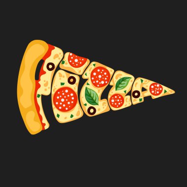 Lezzetli pizza stili harfler.