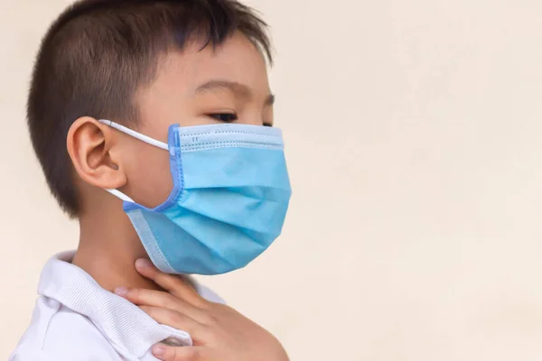 Yaşındaki Asyalı Çocuk Covid Corona Virüsü Numaralı Hava Kirliliğini Önlemek — Stok fotoğraf