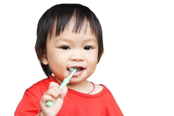 Immagine Ritratto Bambino Anni Felice Asiatico Bambino Ragazza Pratica Lavarsi — Foto Stock