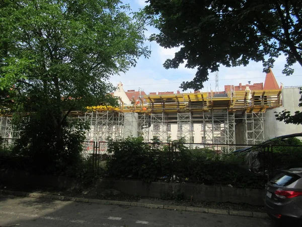 Krakow 'da bir tren hattı inşaatı