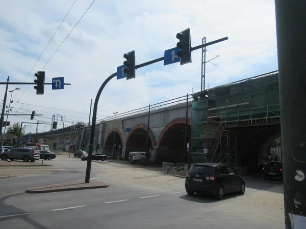 Bau Der Eisenbahnbrücke Krakau Juni 2020 — Stockfoto