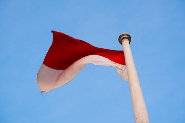 Endonezya 'nın ulusal bayrağı, açık mavi bir arka planda, kırmızı ve beyaz