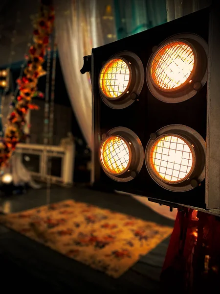 LED Flood lights in an indoor party setup